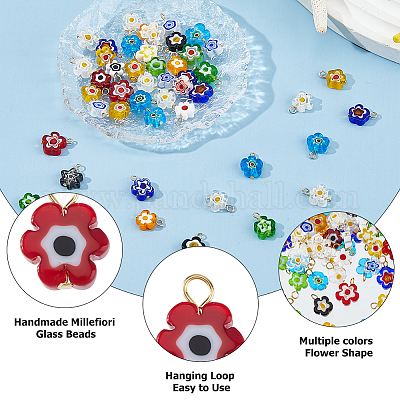 48 шт. подвески из стекла миллефиори ручной работы&nbsp;PALLOY-HS00029-1