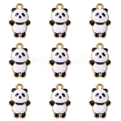 Gold-plated pendant for children with enamel panda motif