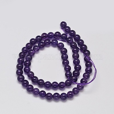 Круглый класс естественный аметист бисера пряди G-F289-19-6mm-1