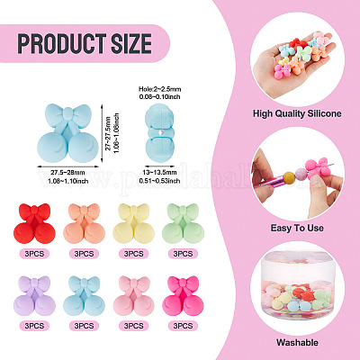 24 шт. 8 стиля вишневых экологически чистых силиконовых фокусных бусин пищевого класса&nbsp;SIL-TA0003-06-1