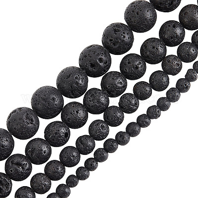 Wholesale OLYCRAFT 247 Pcs About 4mm 6mm 8mm 10mm Natural Lava Beads Undyed  Black Chakra Bead Strand Round Volcanic Lava Gemstone Energy Beads for  Bracelets Necklace Jewelry Making 