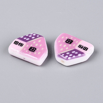 Печатные непрозрачные бусины из смолы&nbsp;RESI-N043-09B-01-1