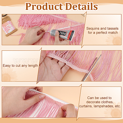 10 ярд полиэфирной кружевной ленты с кисточками&nbsp;SRIB-PH0001-52-1