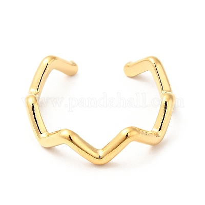 Ионное покрытие (ip) 304 нержавеющая сталь волнообразное открытое кольцо-манжета для женщин X-RJEW-I085-13P-01-1