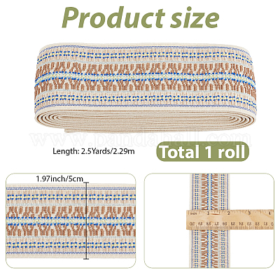 2.5 Yards elastisches Jacquard-Polyesterband im Ethno-Stil&nbsp;OCOR-GF0005-85A-1