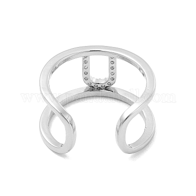 Кольцо-манжета с открытой буквой из прозрачного кубического циркония RJEW-A012-01P-U-1