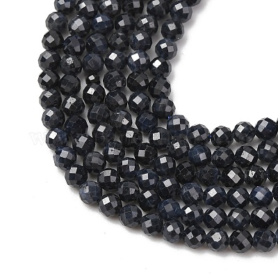 Natürliche schwarze Saphirperlenstränge&nbsp;G-P625-3mm-01-1