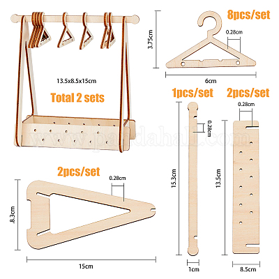 1 Set Wooden Hanger Earrings Display Stand with 8Pcs Coat Hangers Cute  Jewelry Stand Organizer Earring Rack Holder Ear Studs Display Rack for  Retail