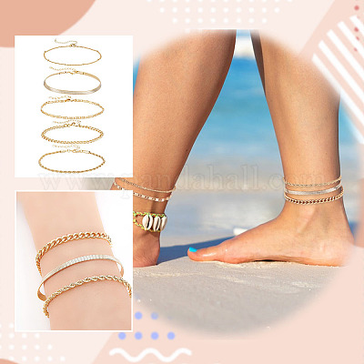 Набор браслетов из латунной цепи&nbsp;SJEW-GA0001-03-1