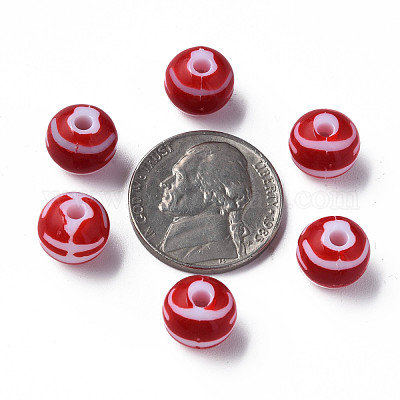 Непрозрачные полосатые акриловые бусины&nbsp;MACR-S373-27D-01-1