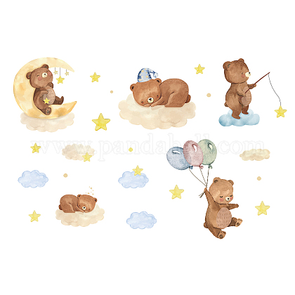 Tienda Superdant 5 estilos calcomanías de pared de oso de dibujos animados  lindo oso durmiendo en la luna estrellas nubes pegatinas de pared para  niños decoración de la habitación del bebé decoración