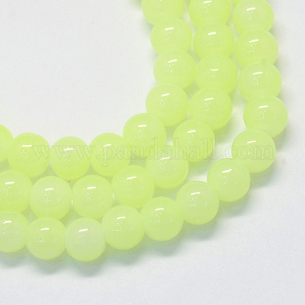 Backen gemalt Nachahmung Jade Glas runden Perle Stränge DGLA-Q021-6mm-21-1