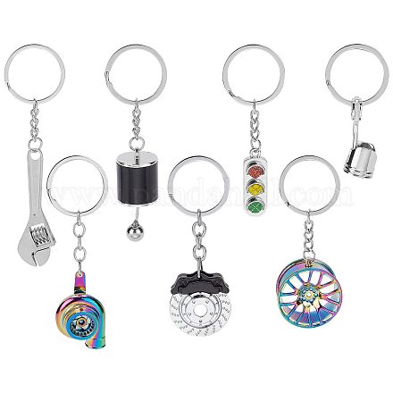 GORGECRAFT 7Pcs Auto Parts Metal Key Chain Turbo Keychain Whistle Brake Rotor Keychains Wrench Keychain Manual Shift Box Keychain for Backpacks Purses Gym Bags Cell Phone Car Key KEYC-GF0006-01-1