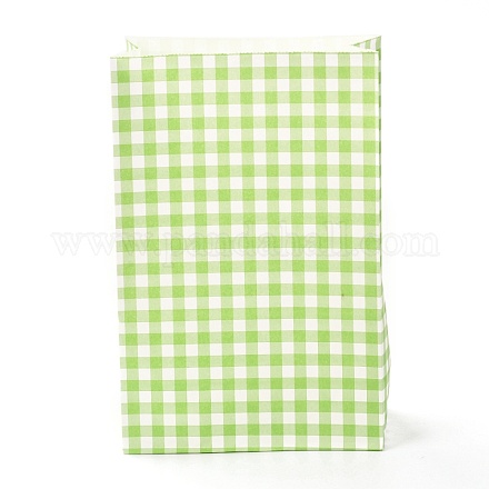 タータン模様の紙袋が付いている長方形  ハンドルなし  ギフト＆フードバッグ用  黄緑  23x15x0.1cm CARB-Z001-01C-1