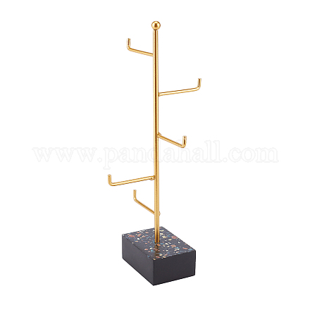 鉄のイヤリングディスプレイスタンド  ゴールドカラー  4x4x5-1/4インチ（10x10x13.5cm） EDIS-WH0005-09B-1