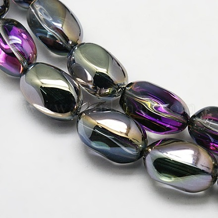 Moitié plaqué verre de cristal perles ovales brins EGLA-F026-C03-1