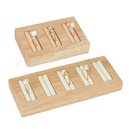 Hobbiesay 2 pz 2 stili rettangolo bambù a 5 slot e supporti per vassoi in legno a 3 slot RDIS-HY0001-02B-1