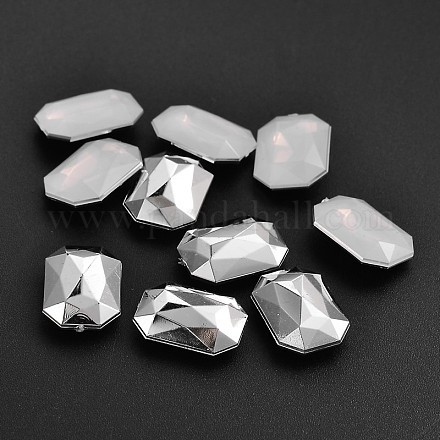 Faceted Rectangle Octagon Imitation Taiwan Acrylic Rhinestone Pointed Back Cabochons GACR-A010-20x30mm-48-1