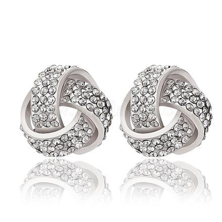 Gorgeous Knot Tin Alloy Rhinestone Stud Earrings EJEW-BB08839-P-1