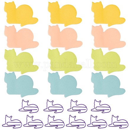 Gorgecraft 12 Books 4 Colors Lovely Lying Cat Shape Memo Notepads AJEW-GF0007-13-1