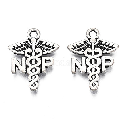 Tibetan Style Alloy NP Caduceus Medical Symbol Charms TIBEP-N008-136-1