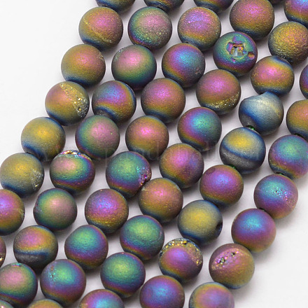 Electroplated Natural Agate Bead Strands X-G-K168-6mm-L2-08-1