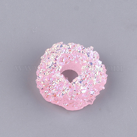 樹脂カボション  ABカラーメッキ  ドーナツ  模造食品  ピンク  17~18.5x7~8mm CRES-T010-48D-1