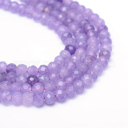 Faceted Rondelle Dyed Natural White Jade Bead Strands G-R343-6x8-03-1