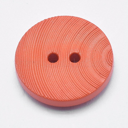 2つ穴プラスチックボタン  フラットラウンド  オレンジ  18x3.5mm  穴：1.5mm  約1440個/袋 BUTT-F064-03A-18mm-1