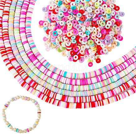 Hobbiesay 12 brins 6 couleurs brins de perles en argile polymère faites à la main CLAY-HY0001-01-1