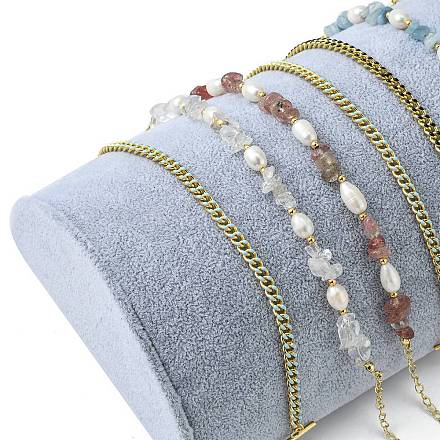 Wood Covered with Velvet Half Round Jewelry Bracelet Displays BDIS-YW0001-02-1