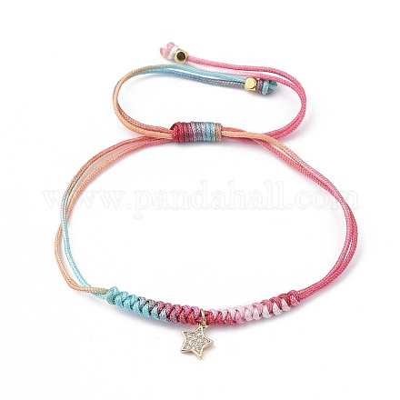 Verstellbare Armbänder aus geflochtenen Perlen aus Regenbogen-Polyesterfaden BJEW-JB05419-02-1