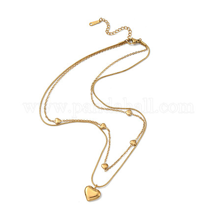 304 collar de doble capa con cable de acero inoxidable y cadenas de serpiente redondas. NJEW-Z028-03G-1