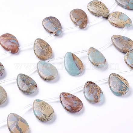 Chapelets de perles en jaspe aqua terra naturel G-F612-06-1