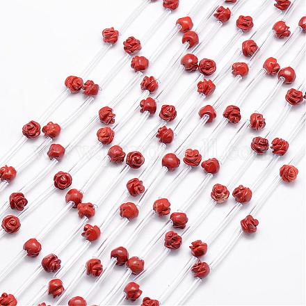 Perles de jaspe rouge naturelle G-O156-B-07-1