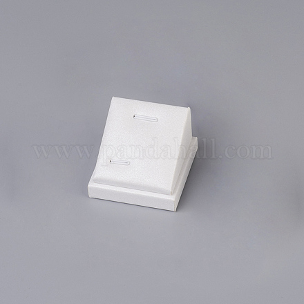 PUレザージュエリーペンダントディスプレイ  ボード付き  正方形  ホワイト  5.1x3.7x5.2cm PDIS-G006-02-1