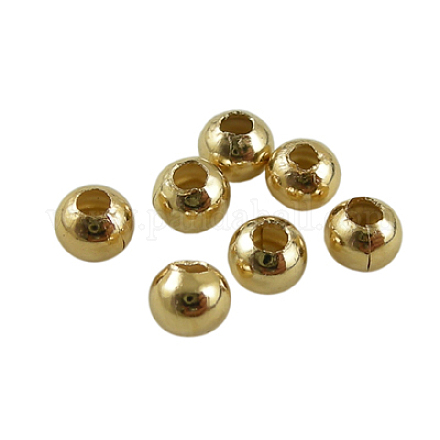 Umweltfreundliche glatte runde Perlen aus Messing KK-D322-G-5mm-RS-1