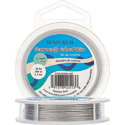 BENECREAT 33-Feet 0.03inch (0.8mm) 7-Strand LightGrey Bead String Wire Nylon Coated Stainless Steel Wire for Necklace Bracelet Beading Craft Work TWIR-BC0001-04B-1