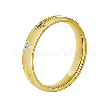 矢印模様のステンレス鋼の指輪女性用  ラインストーン付き  18KGP本金メッキ  usサイズ10（19.8mm） HA9923-5-1