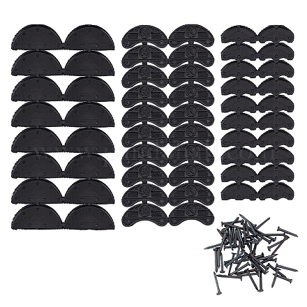 AHANDMAKER 60 Pcs Heel Plates Rubber Shoe Heel Taps Black Shoe Sole Heel Shoes Repair Pads Replacement Shoe Repair Kit with Iron Nails for Boots High Heels Shoes FIND-GA0002-48-1