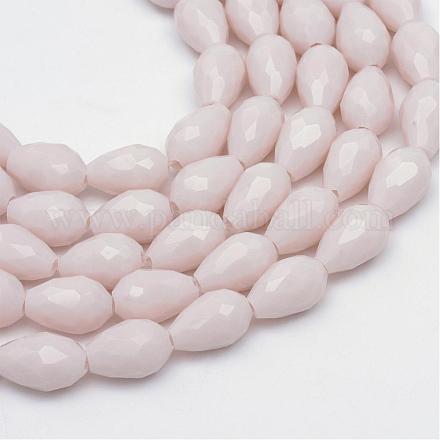 Perles de verre à facettes en verre de couleur unie X-GLAA-Q052-B06-1