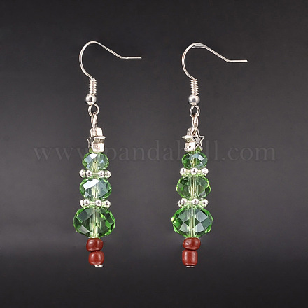 Orecchini pendenti con perle di vetro natalizio EJEW-JE01624-1