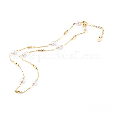 Colliers de chaîne de perles de verre coeur NJEW-JN03394-1