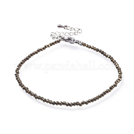 Bracciali con perle di pirite naturale BJEW-JB04555-02-1