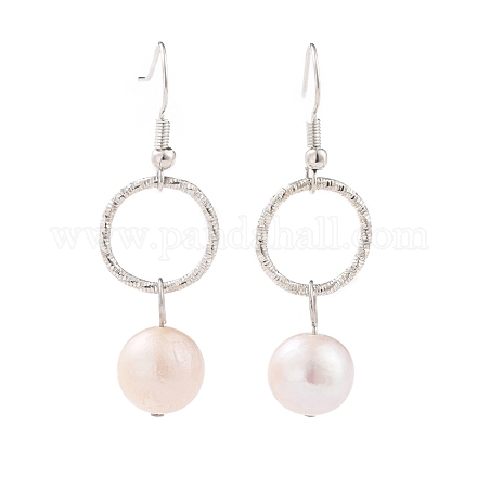 Natural Baroque Pearl Keshi Pearl Beads Dangle Earrings EJEW-JE02872-1