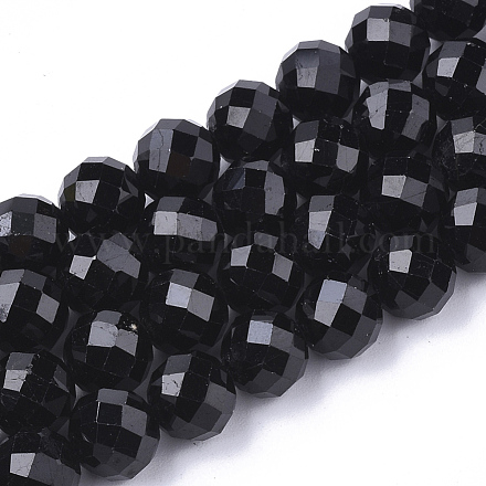 Chapelets de perles en tourmaline noire naturelle X-G-S345-4mm-002-1