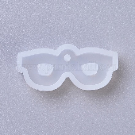 ペンダントシリコンモールド  レジン型  UVレジン用  エポキシ樹脂ジュエリー作り  眼鏡  ホワイト  19x41x8mm  穴：2.5mm X-DIY-G010-30-1