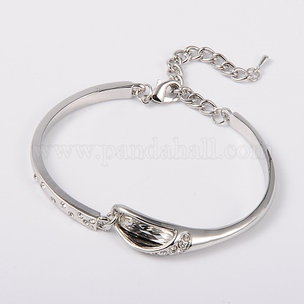 Bracelets alliage métallique de strass de platine à la mode BJEW-JL034-01-1