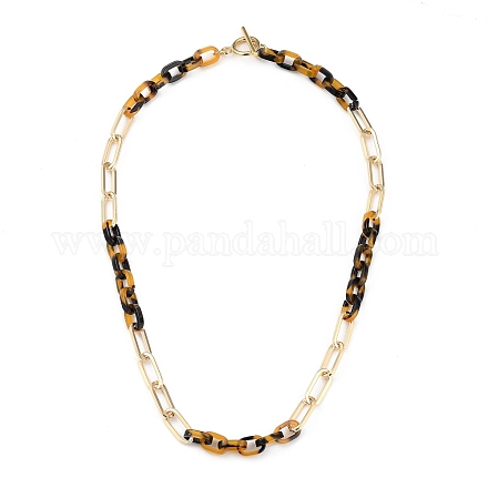 Opaque Cellulose Acetate(Resin) & Iron Paperclip Chains Necklaces NJEW-JN02991-01-1