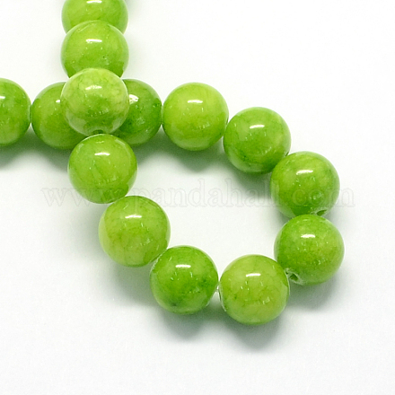 Chapelets de perles de pierres en jade jaune teinte X-G-R271-10mm-Y12-1
